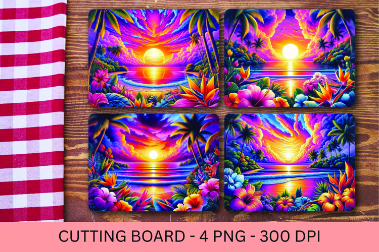 kitchen cutting board - sunset tropical beach