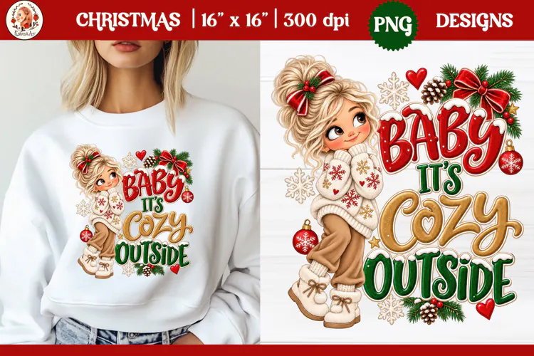 Christmas PNG Sublimation | Cute Christmas girl PNG