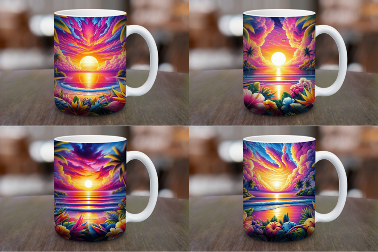 Mug Wrap Sublimation - sunset tropical beach