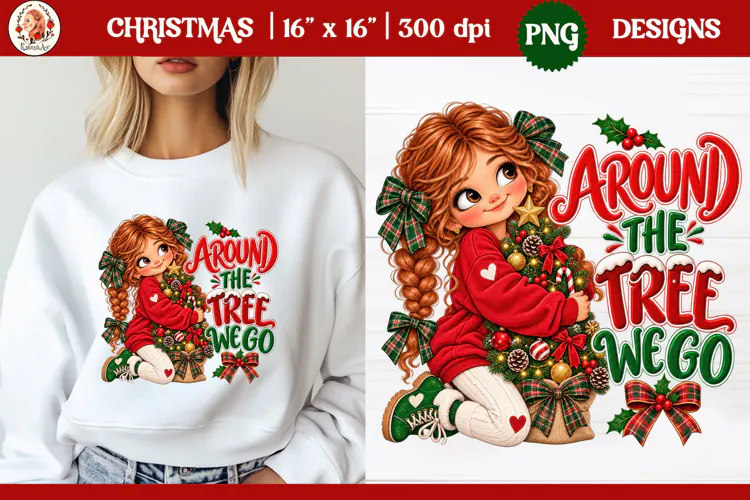 Christmas PNG Sublimation | Cute Christmas girl PNG