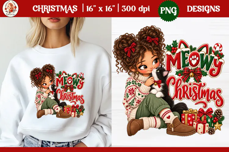Christmas PNG Sublimation | Cute Christmas girl PNG