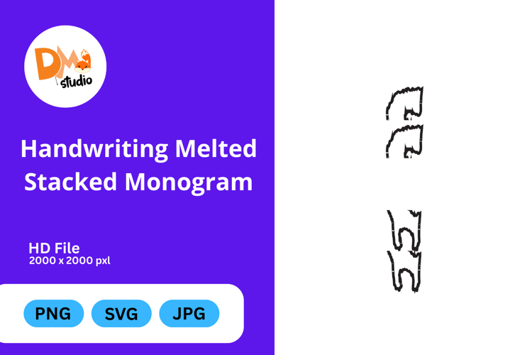 Handwriting Melted Stacked Monogram