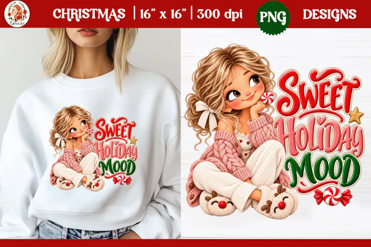 Christmas PNG Sublimation | Cute Christmas girl PNG