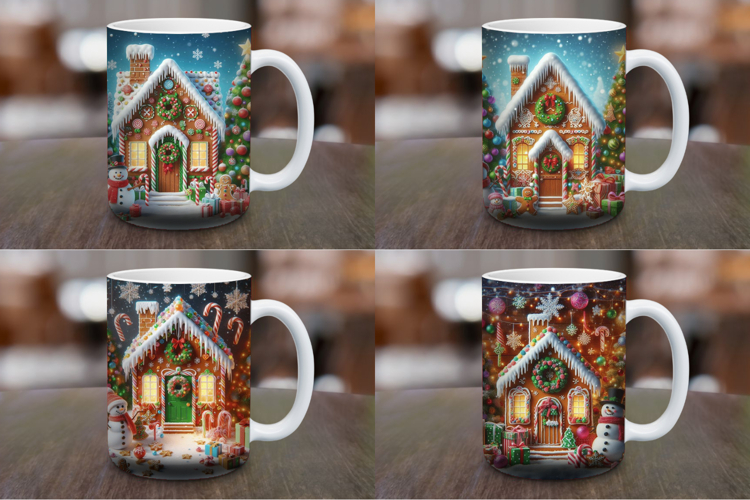 Mug Wrap Sublimation - gingerbread house