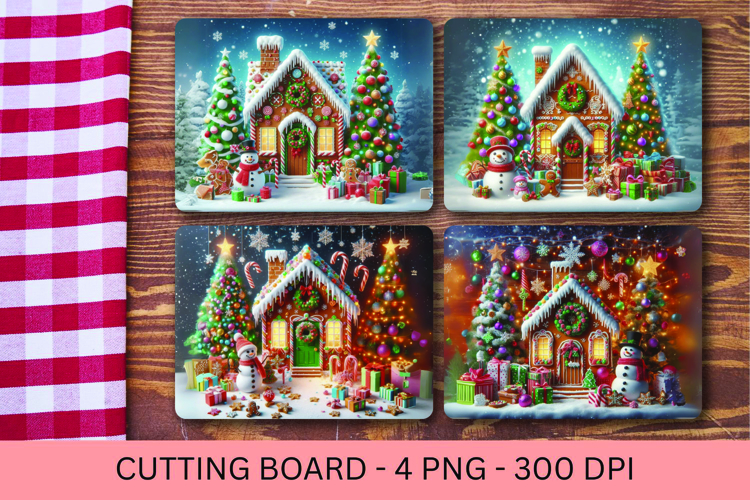 kitchen cutting board - christmas gingerbread house tree