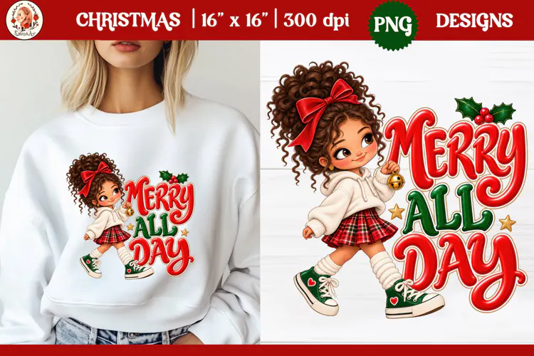 Christmas PNG Sublimation | Cute Christmas girl PNG