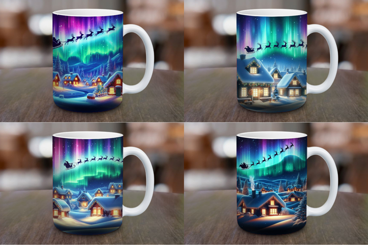Mug Wrap Sublimation - christmas santa claus reindeers