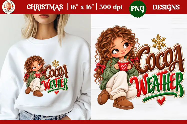 Christmas PNG Sublimation | Cute Christmas girl PNG