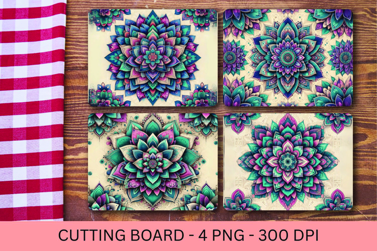 kitchen cutting board - floral mandala