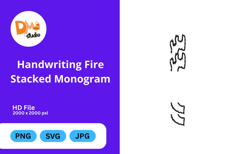 Handwriting Fire Stacked Monogram
