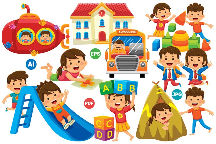 Children Vector Clip Art #04