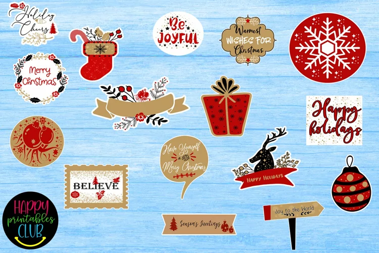 Printable Christmas Stickers I Holiday Planner Stickers