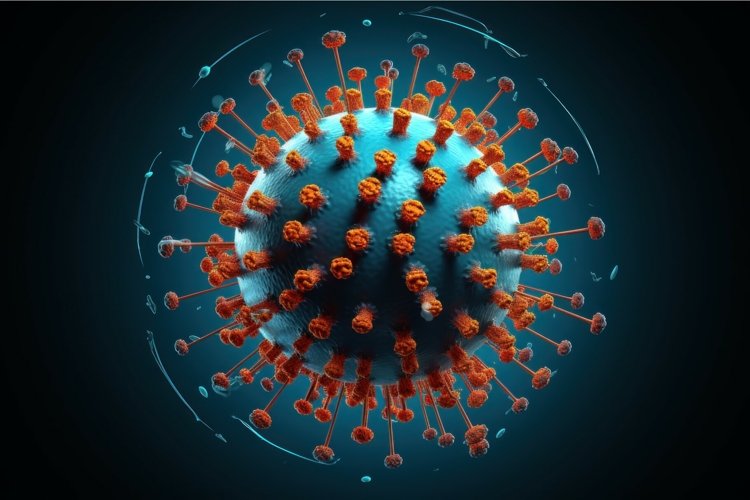 Medical illustration of a virus-shaped 3D sphere. Generate A example image 1