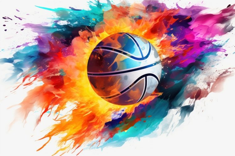 Basketball ball colorful. Generate Ai