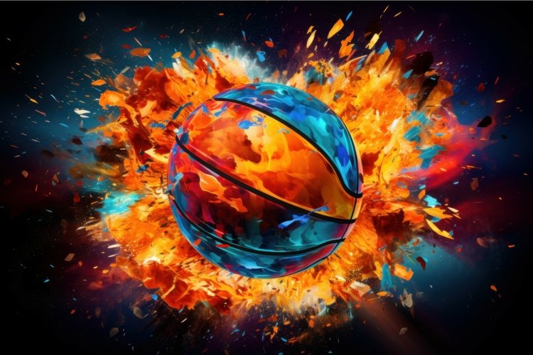 Vibrant Basketball ball colorful. Generate Ai example image 1