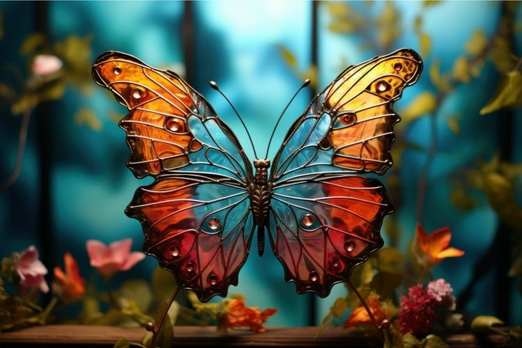 Translucent Glass butterfly. Generate Ai example image 1