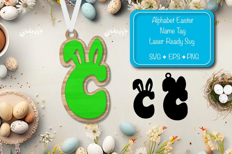 Alphabet Letter C Easter basket tags Easter tag Laser Cut