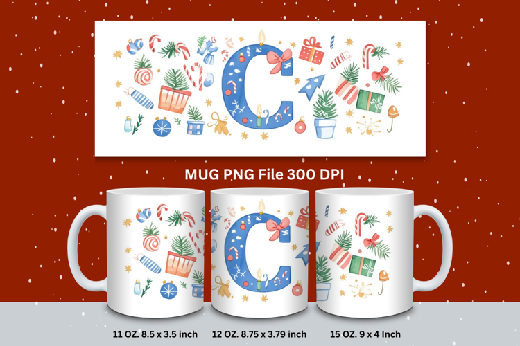 Christmas Mug Customizable Custom Winter Coffee Cup Letter C