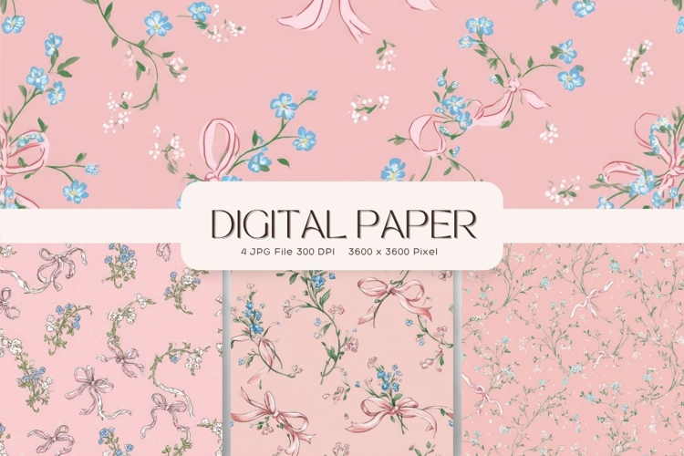 Bow Ribbon Background Bow Digital Paper Pattern Wallpaper248
