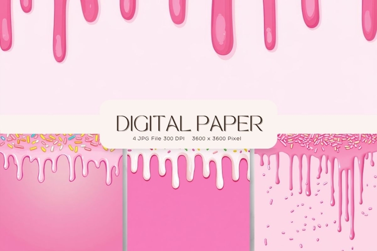 Ice Cream Drip Background Rainbow Glitter Texture_20 example image 1