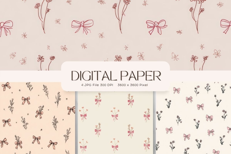 Bow Ribbon Background Bow Digital Paper Pattern Wallpaper_49