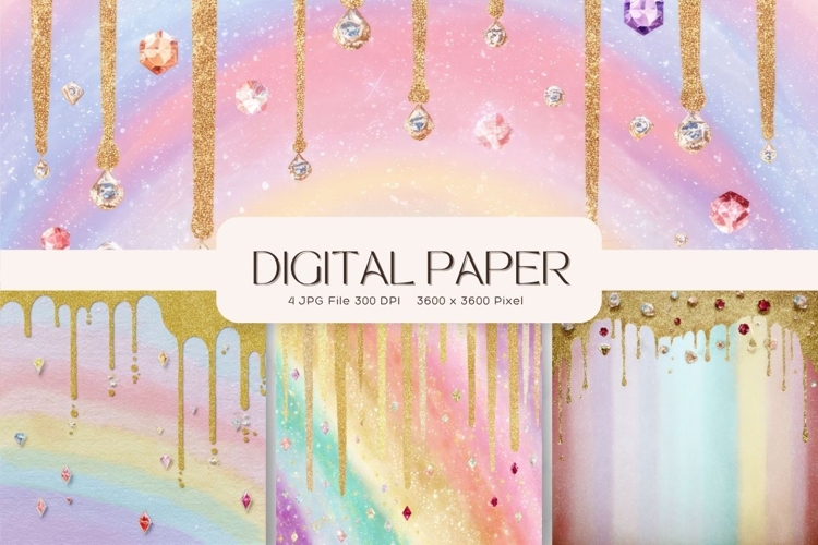 Ice Cream Drip Background Rainbow Glitter Texture_10