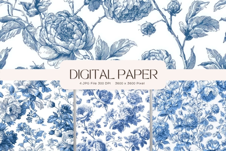 Chinoiserie Floral Pattern Background Vintage Digital Paper