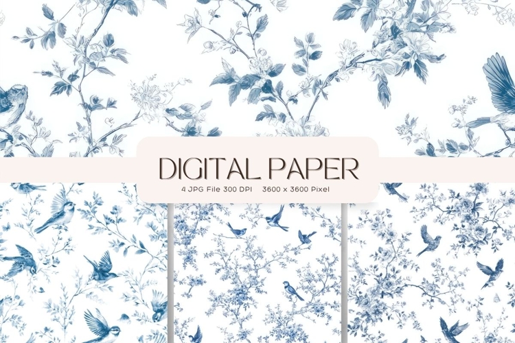 Chinoiserie Floral Pattern Background Vintage Digital Paper