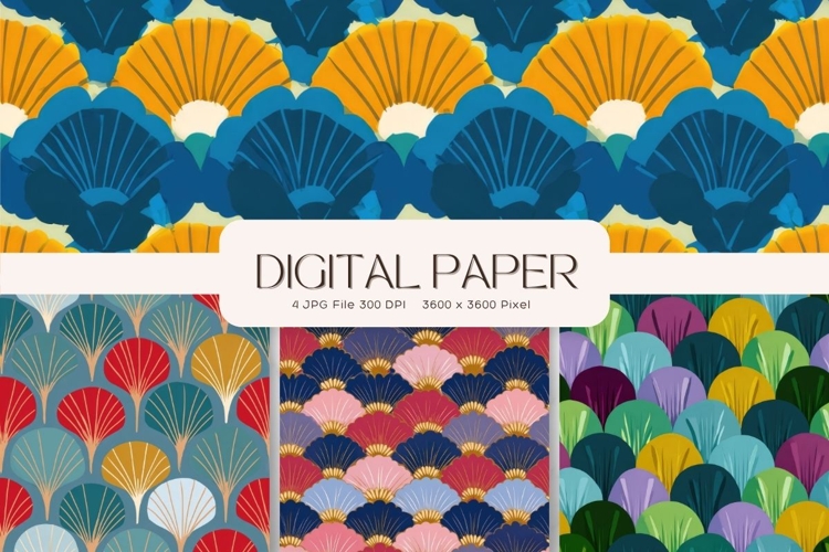 Scallop Pattern Background Japanese Digital Paper Gift Wrap