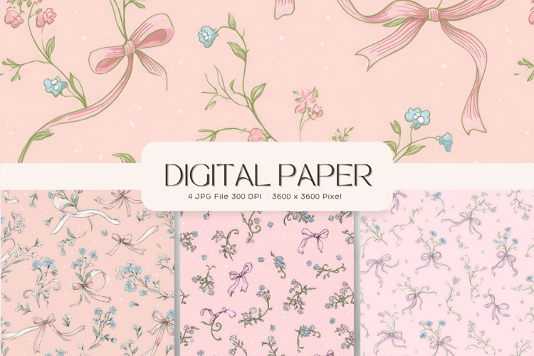Bow Ribbon Background Bow Digital Paper Pattern Wallpaper303