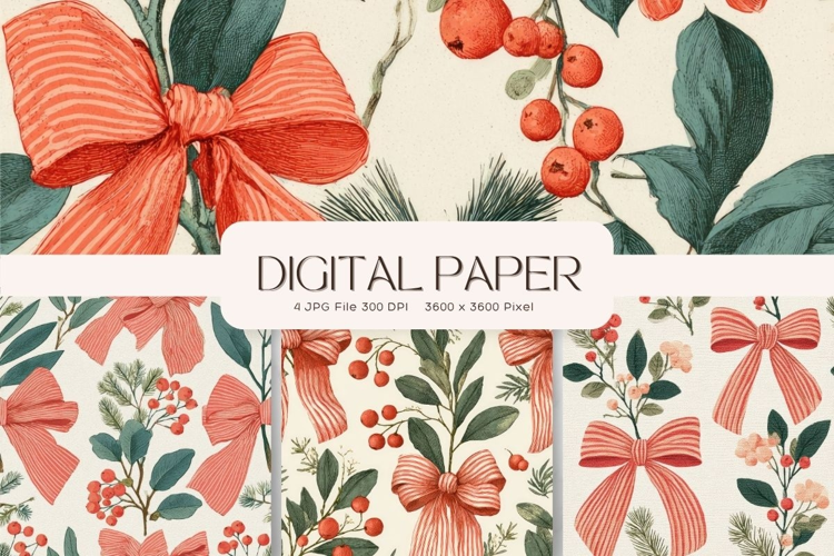 Bow Ribbon Background Bow Digital Paper Pattern Wallpaper250