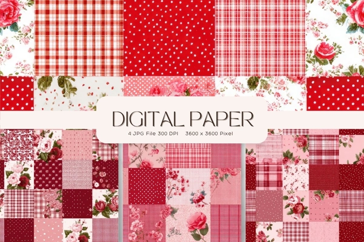 Flower Patchwork Quilt Pattern Background Gingham Wallpaper
