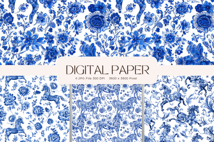 Chinoiserie Floral Pattern Background Vintage Digital Paper