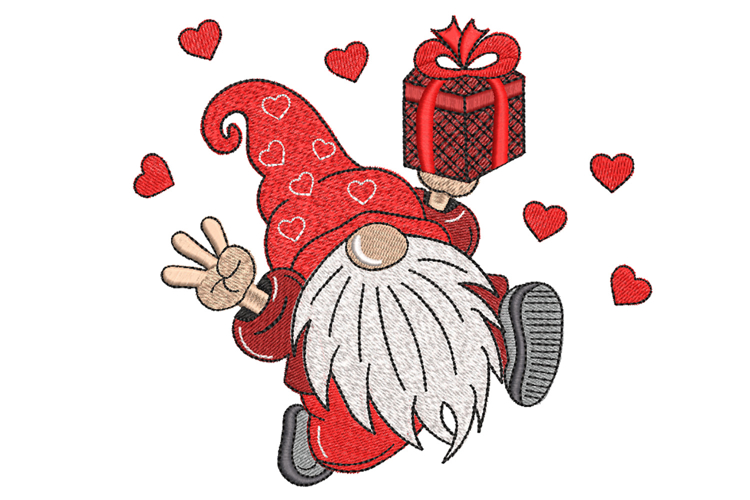 Valentine Gnomes Machine embroidery design
