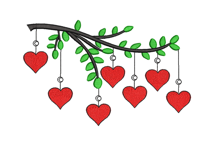 Heart Tree Valentine embroidery design