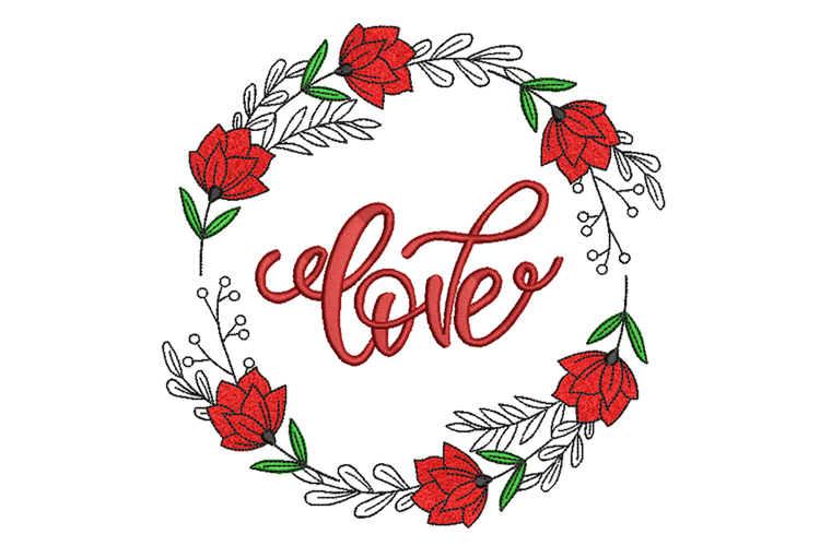 Love in Floral Circle embroidery design