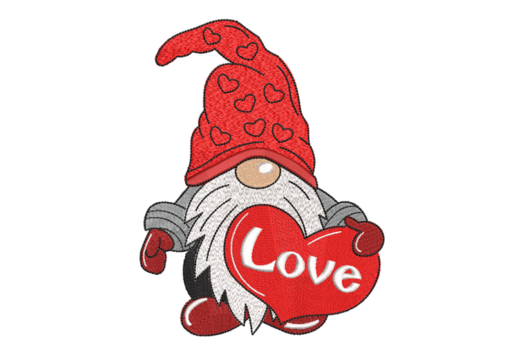 Valentine Gnomes Machine embroidery design