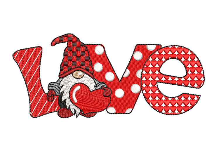 Valentine gnome embroidery designs Image 6