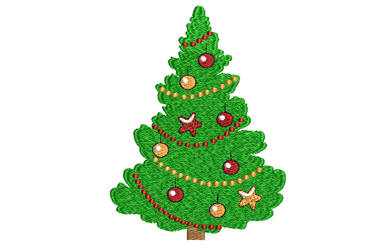 Christmas Tree, Xmas Machine Embroidery Design.