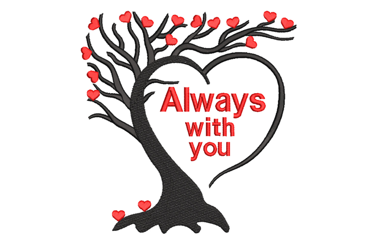 Tree with Hearts Machine Embroidery File