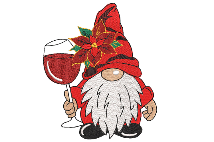 Christmas Gnome with Wine Glass
