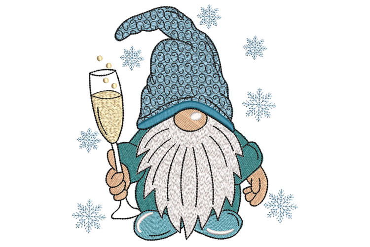 Christmas Gnome with Champagne flute