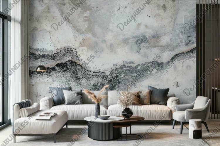 Modern living room with abstract wall art