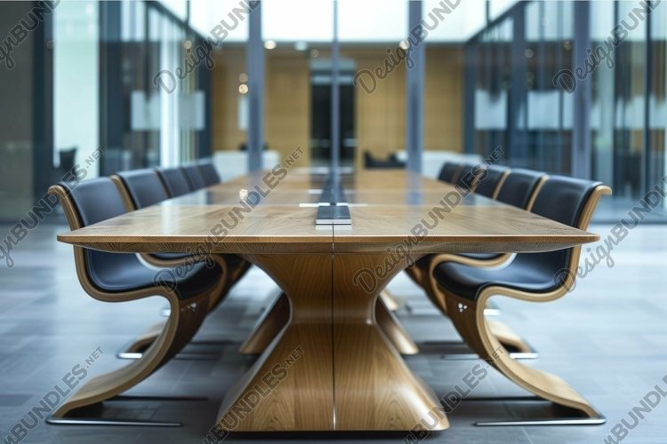 Elegant conference room with modern wooden table example image 1