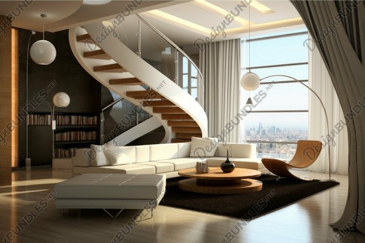 Modern luxury living room interior with city view (4334886)
