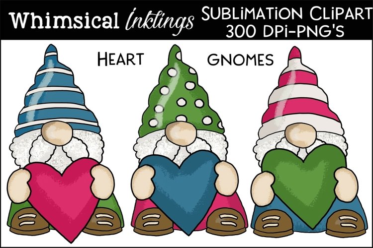 Heart Gnomes Sublimation Clipart example image 1