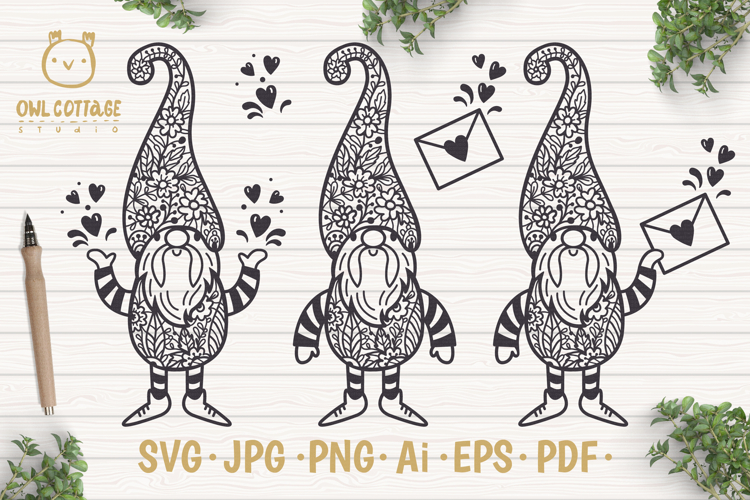 Valentine Gnomes svg , Valentines Day Svg, Gnome with flor