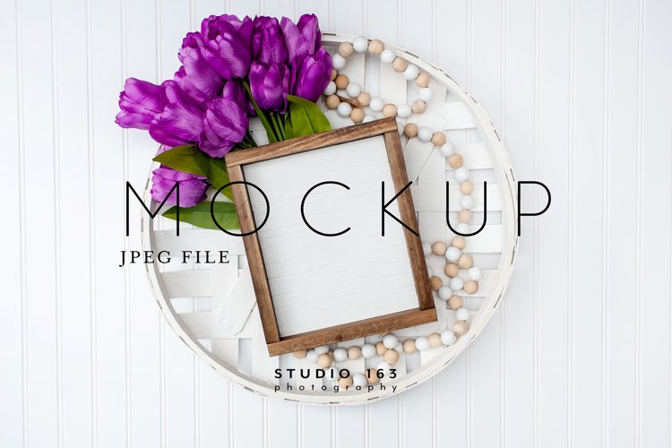 8x10 Wood Sign Mockup, Square Blank Frame, JPEG example image 1