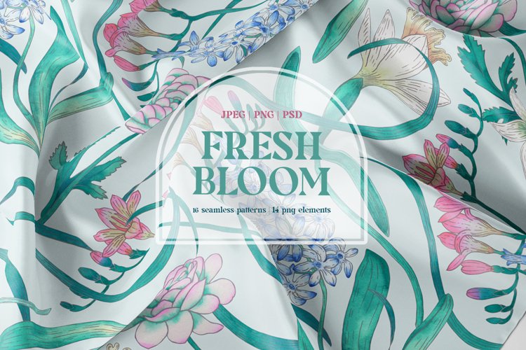 Fresh Bloom. Seamless patterns