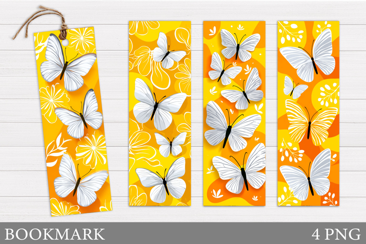 Butterflies Bookmark Design. Flowers Bookmark Sublimation